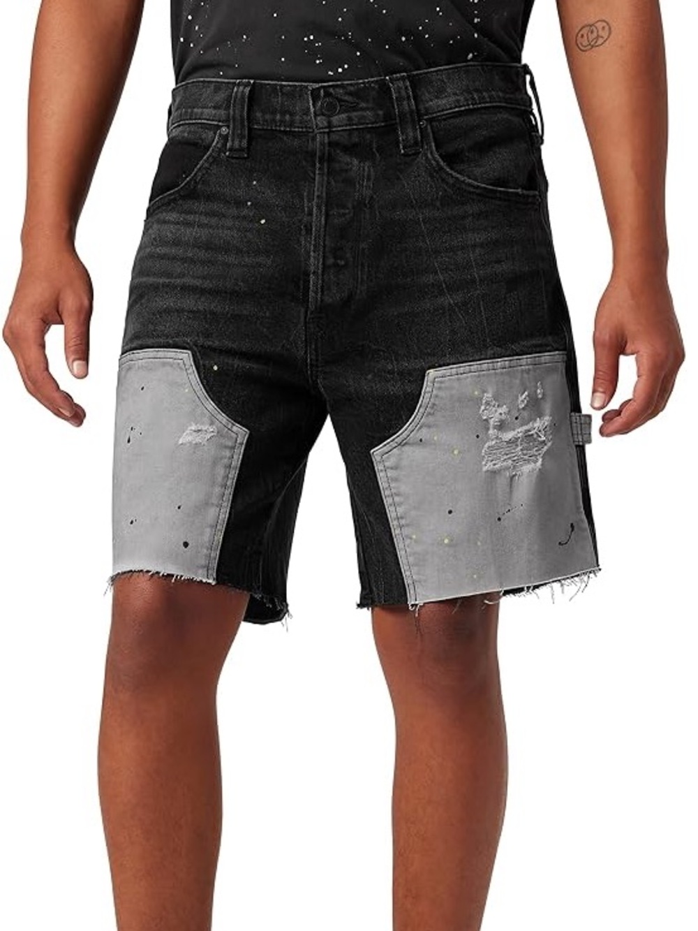 Hudson Jeans Black Denim Shorts with Light Gray Pocket